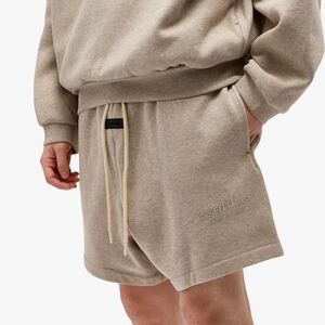 Fear Of God Essentials Men's Heather Beige Drawstring Fleece Sweatshort M